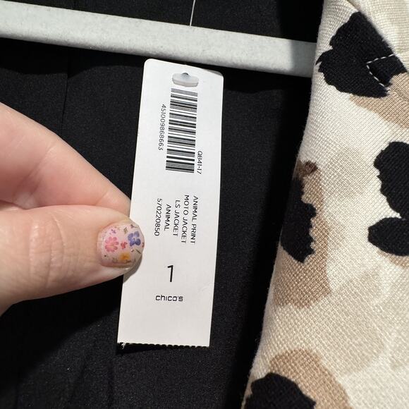 Chicos Cheetah Print Moto Jacket NEW Size Medium - Picture 4 of 7